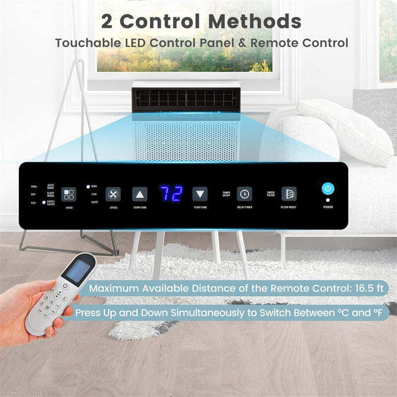 10000 BTU U-Shaped Inverter Window Air Conditioner, Over-the-Sill AC Unit with Remote, LED Panel, Sleep & Energy Saver Mode for 250 Sq.Ft Rooms