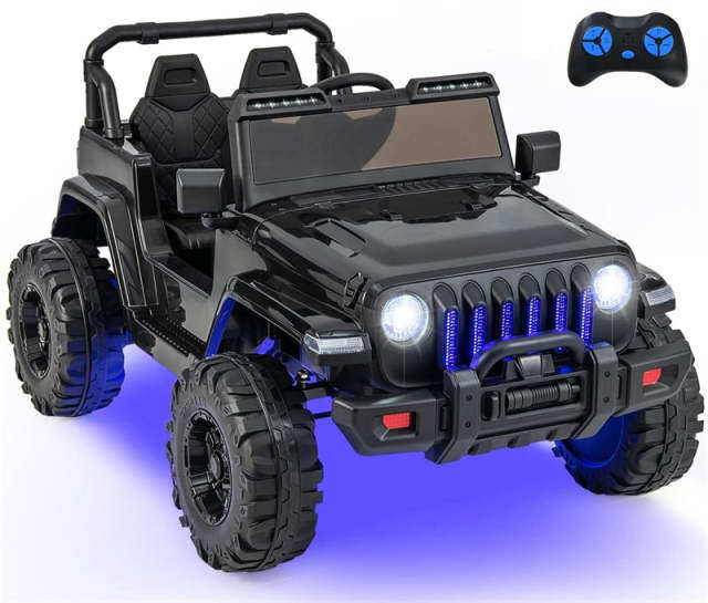 2-Seater Ride-On Truck for Kids, 12V Battery Powered Electric Vehicle with Remote Control & LED Lights, Ride-On Car for Boys Girls Gifts