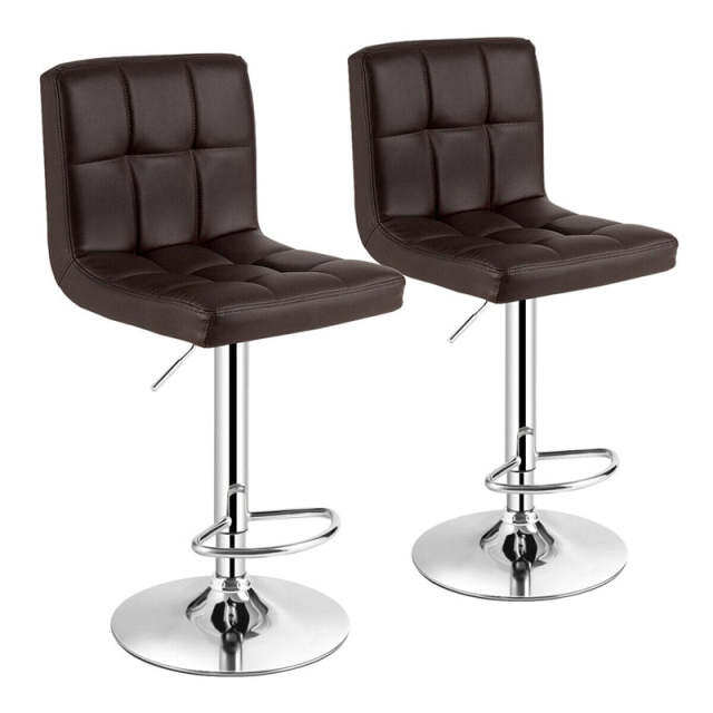 Swivel Bar Stools Set of 2 w/Adjustable Height & Back, Modern PU Leather Armless Counter Height Bar Chairs for Kitchen Island, Home Bar, Dining