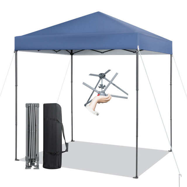 6.6' x 6.6' Pop Up Canopy 1 Person Setup Instant Canopy Tent Portable Outdoor Canopy with Center Lock & Carrying Bag