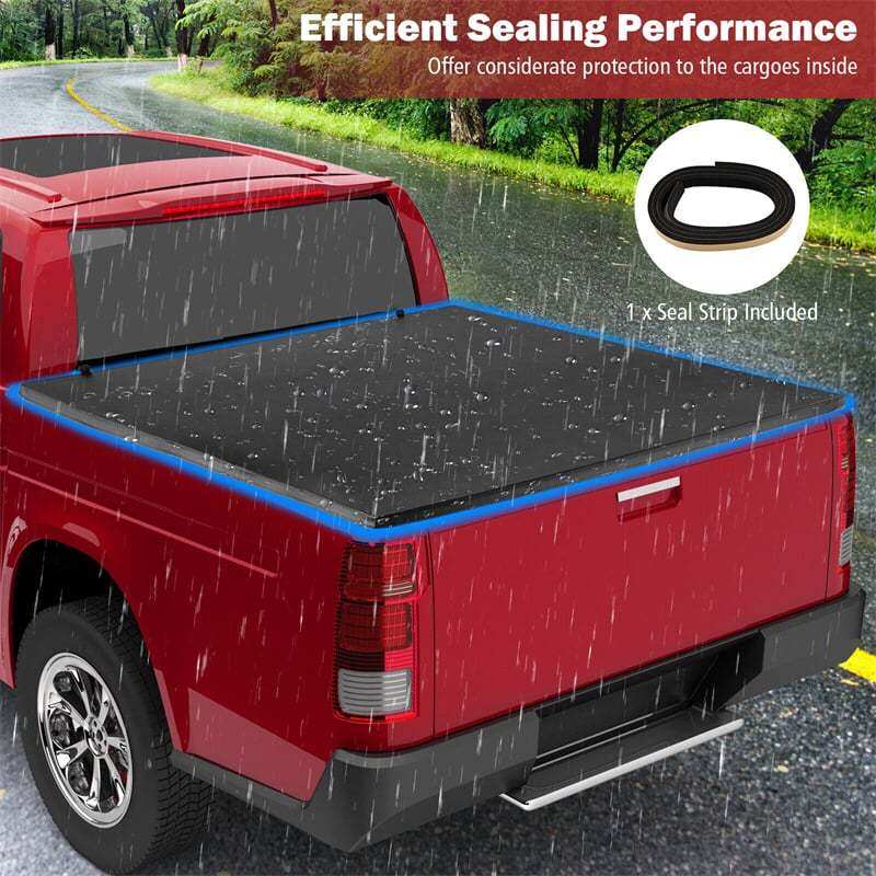 5.8FT Soft Quad Fold Tonneau Cover Weatherproof Truck Bed Cover for 14-23 Chevy GMC Silverado Sierra 1500, 15-23 Chevy GMC Silverado Sierra 2500/3500