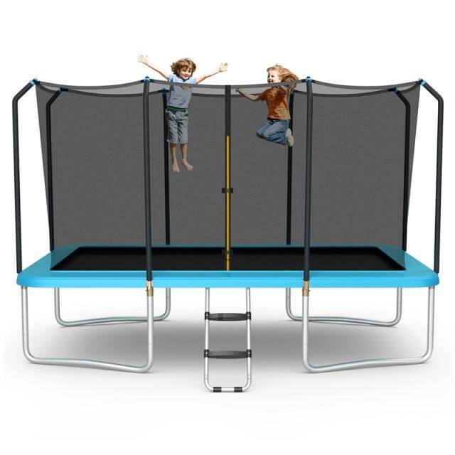 8x14FT Rectangular Trampoline for Kids & Adults, ASTM Certified Outdoor Trampoline with Safety Enclosure Net & Ladder, 440 LBS Load Capacity