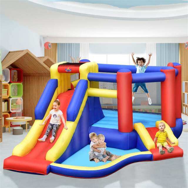 Inflatable Bounce House Kids Jumping Castle Bouncy House with Double Slides & Climbing Wall for Toddlers Backyard Birthday Gifts