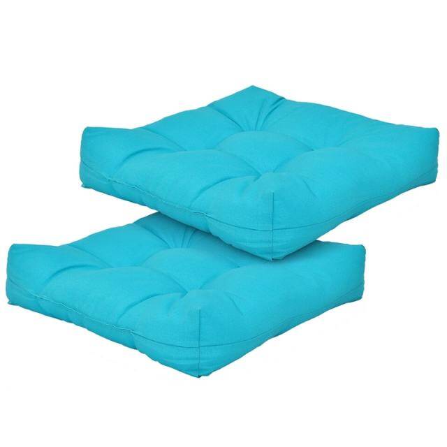 Set of 2 Waterproof Tufted Patio Chair Cushions with High Elasticity, 21" x 21" Deep Seat Square Pillows for Indoor & Outdoor Furniture