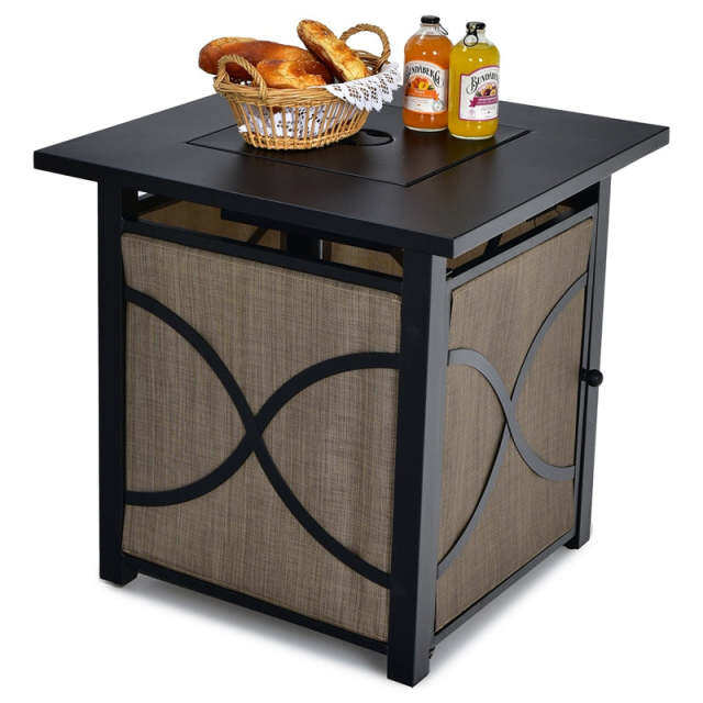 25" Square Propane Fire Pit Table 40000BTU Outdoor Gas Fire Table with Removable Lid, Fire Glass, Adjustable Flame, CSA Approved for Patio Garden