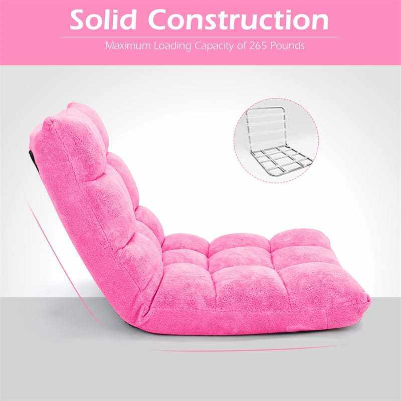 14-Position Adjustable Floor Chair, Folding Sofa Chair with Back Support, Floor Gaming Recliner for Living Room, Meditation, Reading