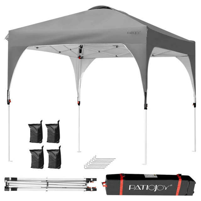 10x10FT Commercial Pop-Up Canopy with Adjustable Height & Roller Bag, Heavy Duty Gazebo Tent Instant Shelter for Camping, Parties, Backyard