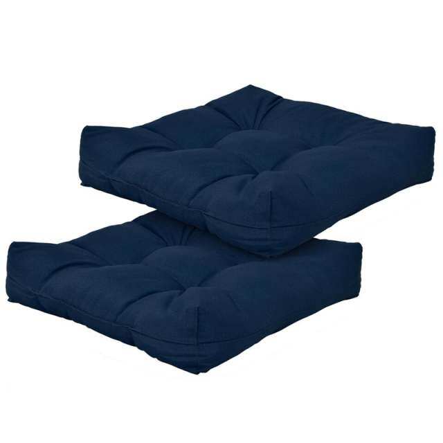 Set of 2 Waterproof Tufted Patio Chair Cushions with High Elasticity, 21" x 21" Deep Seat Square Pillows for Indoor & Outdoor Furniture