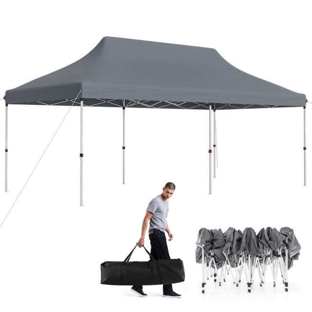 10 x 20FT Pop Up Canopy, Instant Setup Outdoor Canopy Tent with 6 Sandbags & Carrying Bag, UPF50+ Sun Protection Tent for Events, Camping