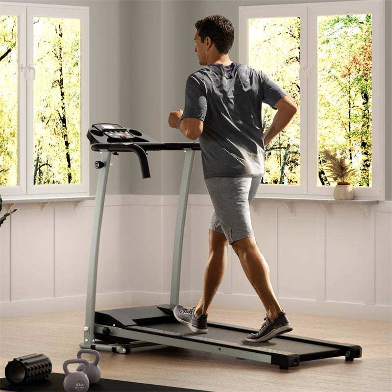 800W Folding Treadmill with 12 Preset Programs, LCD Display, Pulse Sensor & Built-in Wheels, Easy Assembly Motorized Running Machine for Small Spaces
