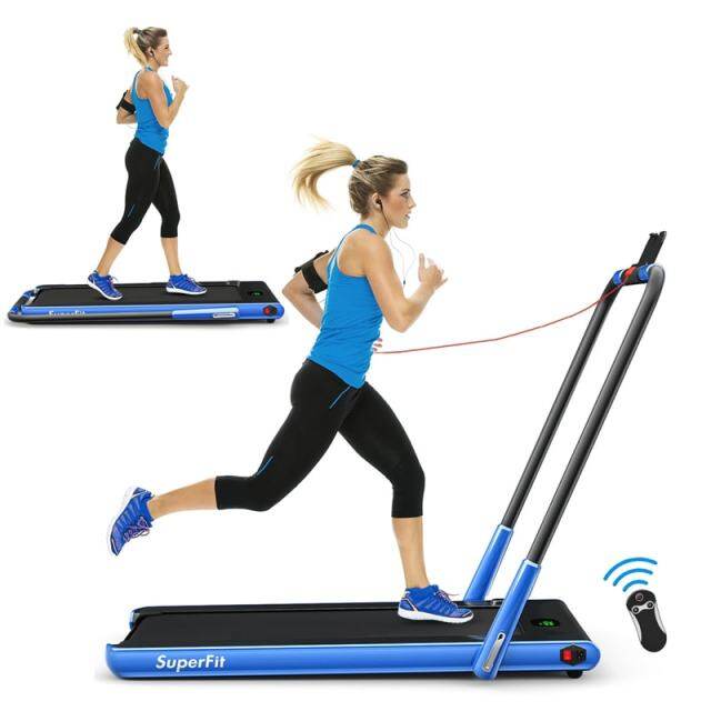 2.25HP 2-in-1 Folding Under Desk Treadmill with LED Display, Remote & APP Control, Portable Electric Walking Running Machine for Home Office
