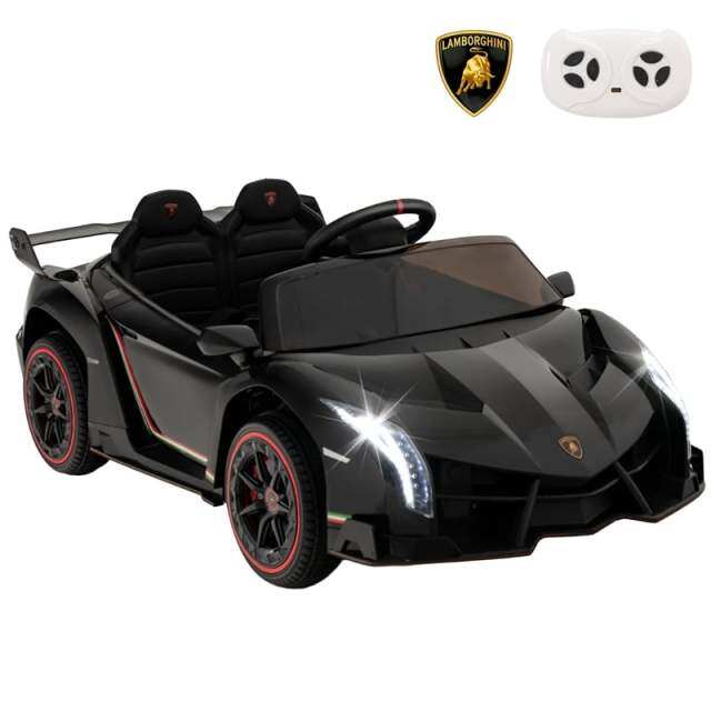 12V Kids Ride-On Car, Licensed Lamborghini 4WD Sports Car with Remote, LED Lights, Hydraulic Doors, Battery-Powered Electric Vehicle, Ages 3-8