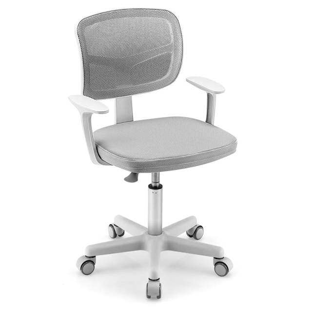 Kids Desk Chair, Adjustable Children Study Computer Chair with Wheels, Arms & Lumbar Support, Swivel Mesh Office Chair for Boys Girls Aged 4-13
