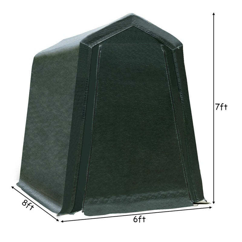 6x8FT Heavy Duty Enclosed Carport, Outdoor Storage Tent with Sidewalls & Waterproof Ripstop Cover, Portable Garage Shelter Shed for Motorcycle, Cars