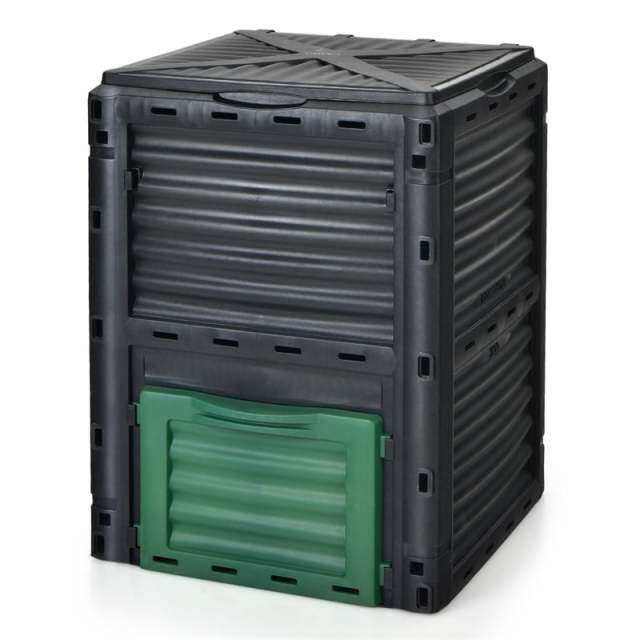 80 Gallon Outdoor Compost Bin, Garden Composter Barrel with Flip Lid & Bottom Exit Door, Composting Box for Kitchen Waste, Grass, Food, Trash