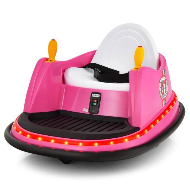 Kids Bumper Car, 12V Battery-Powered Electric Ride-On Bumper Car with 360° Spin, Dual Joysticks, Remote Control & Flashing Lights for Ages 2-5