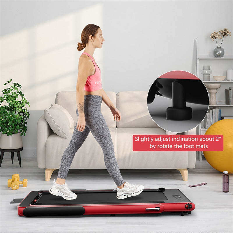 2-in-1 Folding Treadmill, 2.25HP Under Desk Treadmill with LED Display, APP & Remote Control, No Installation, Walking Jogging Machine for Home