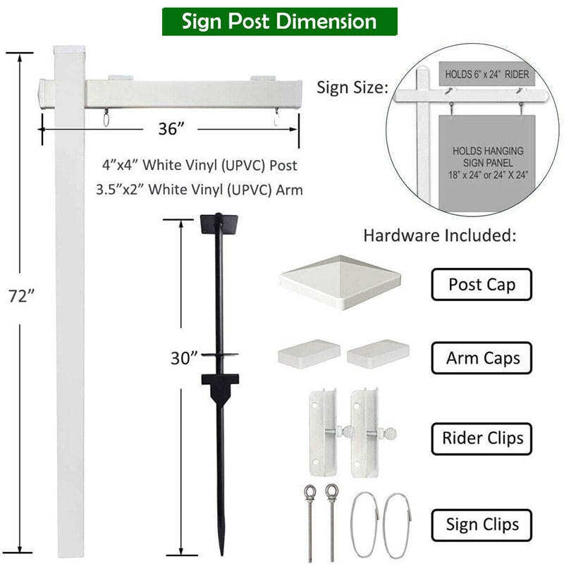 6 Ft Vinyl UPVC Real Estate Yard Sign Post