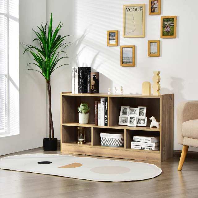 5-Cube Toy Storage Organizer Wood Cube Storage Organizer 2-Shelf Bookcase School Classroom Storage Shelves Daycare Cubbies