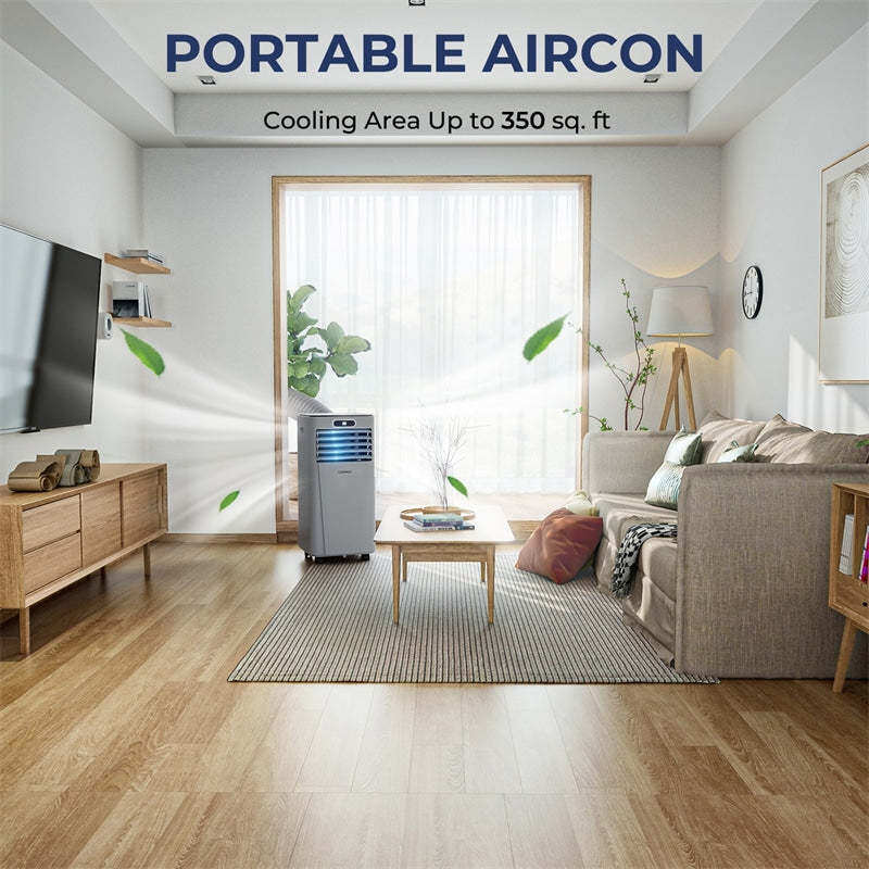 10000 BTU 4-in-1 Portable Air Conditioner with Dehumidifier, Remote, 24H Timer, Window Kit, Cools 350 Sq.Ft for Living Room, Bedroom, Office