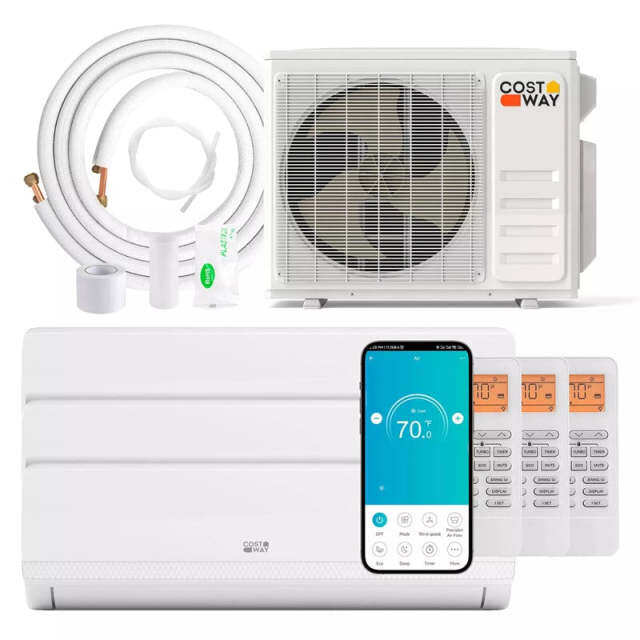 36000 BTU 3 Zone Mini Split Air Conditioner & Heater, 19 SEER2 Wifi Enabled Inverter Split System AC, Works with Alexa & Heat Pump