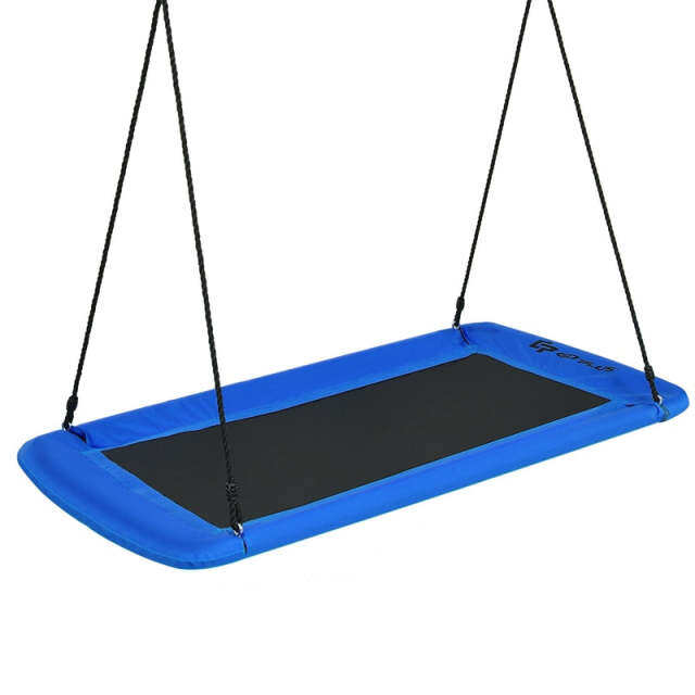 Giant 60" Platform Tree Swing with 2 Hanging Straps for Kids & Adults, Steel Frame Rectangle Saucer Swing for Indoor Outdoor Backyard