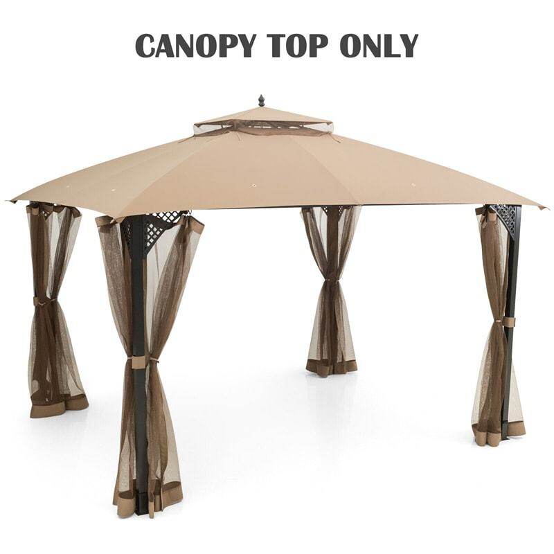 10' x 12' Patio Gazebo Replacement Top, Outdoor 2-Tier Canopy Top Cover CPAI-84 with Air Vent & Drainage Holes for Garden, Backyard
