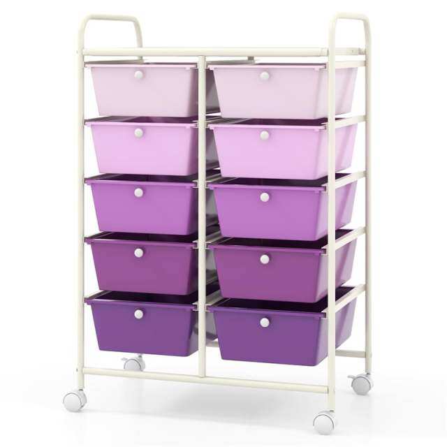 10 Drawer Rolling Cart, Storage Cart Organizer with Wheels, Mobile Utility Cart for Classroom, Office, Home, Craft, Art, Paper, Salon