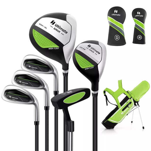 7 Pieces Junior Golf Club Set for Kids Ages 11-13 Right Hand, Children Golf Complete Set with #1 Driver, Head Cover & Stand Bag with Rain Hood