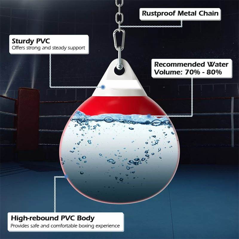 18" Water Aqua Punching Bag, 110LBS Heavy Bag with Adjustable Metal Chain & Water Injection Hose, Boxing Training Bag for Adults Fitness, MMA