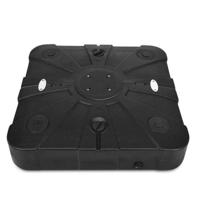 Cantilever Offset Patio Umbrella Base, 260lbs Sand Water Filled Umbrella Weight Stand with 4 Adjustable Wheels, Crossbar & Heavy Duty PE Frame