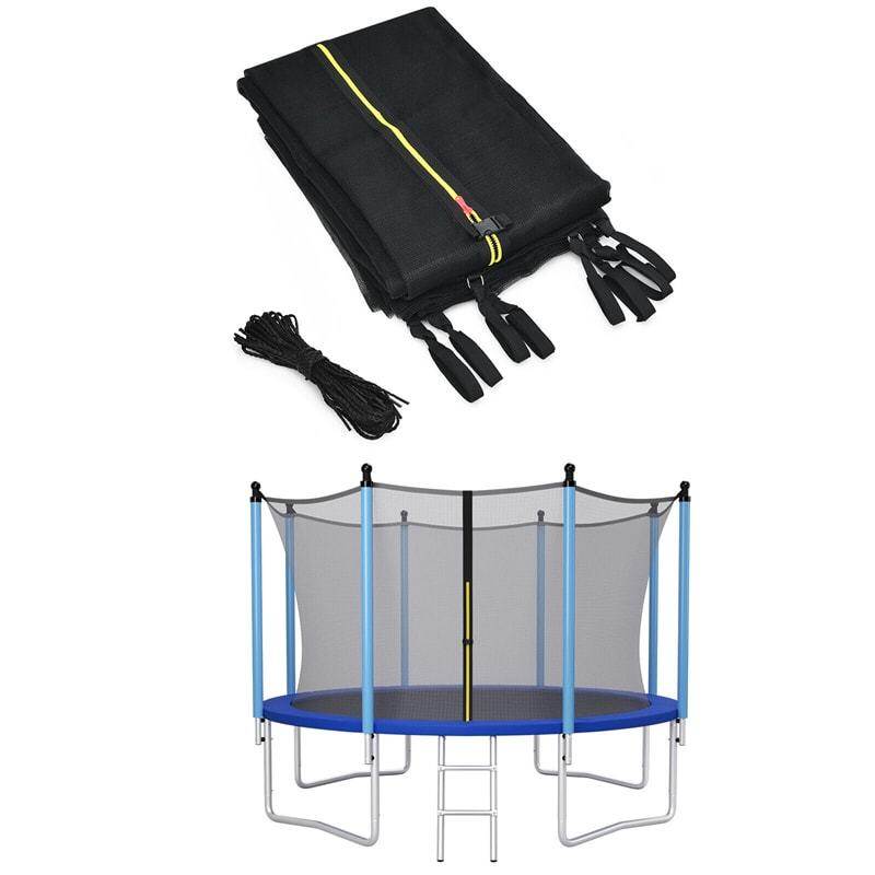 12FT Trampoline Net Replacement Weather-Resistant Trampoline Safety Enclosure with Double-Headed Zipper for 8 Poles