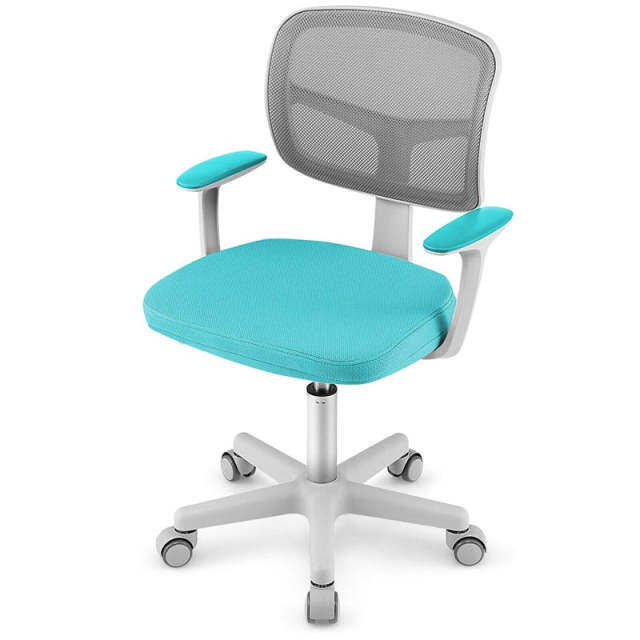 Kids Desk Chair, Adjustable Children Study Computer Chair with Wheels, Arms & Lumbar Support, Swivel Mesh Office Chair for Boys Girls Aged 4-13