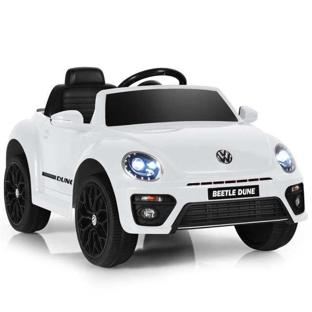 12V Kids Ride-On Car, Licensed Volkswagen Beetle Battery-Powered Electric Vehicle with Remote Control, Lights, Music, Gift for Boys & Girls