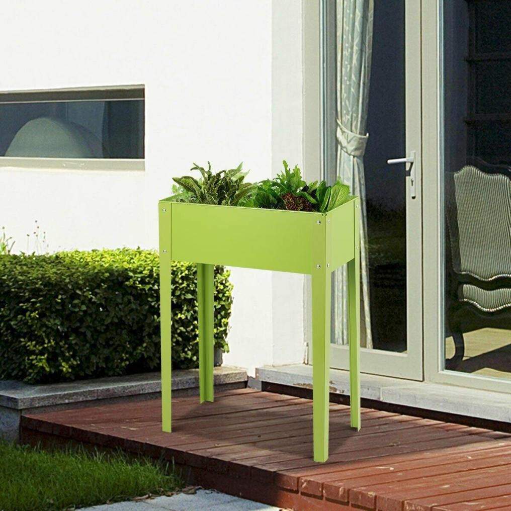 Metal Raised Garden Bed Elevated Planter Box with Legs, Drainage Holes, Standing Flower Vegetable Garden Stand for Indoor Outdoor 25"L x 13"W x 31.5"H
