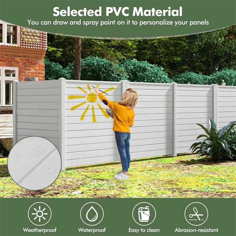 Air Conditioner Fence 2 Panels, 48"H Outdoor Vinyl Privacy Screen with Metal Stakes, Trash Can Enclosure Decorative Garden Fence for Patio, Lawn