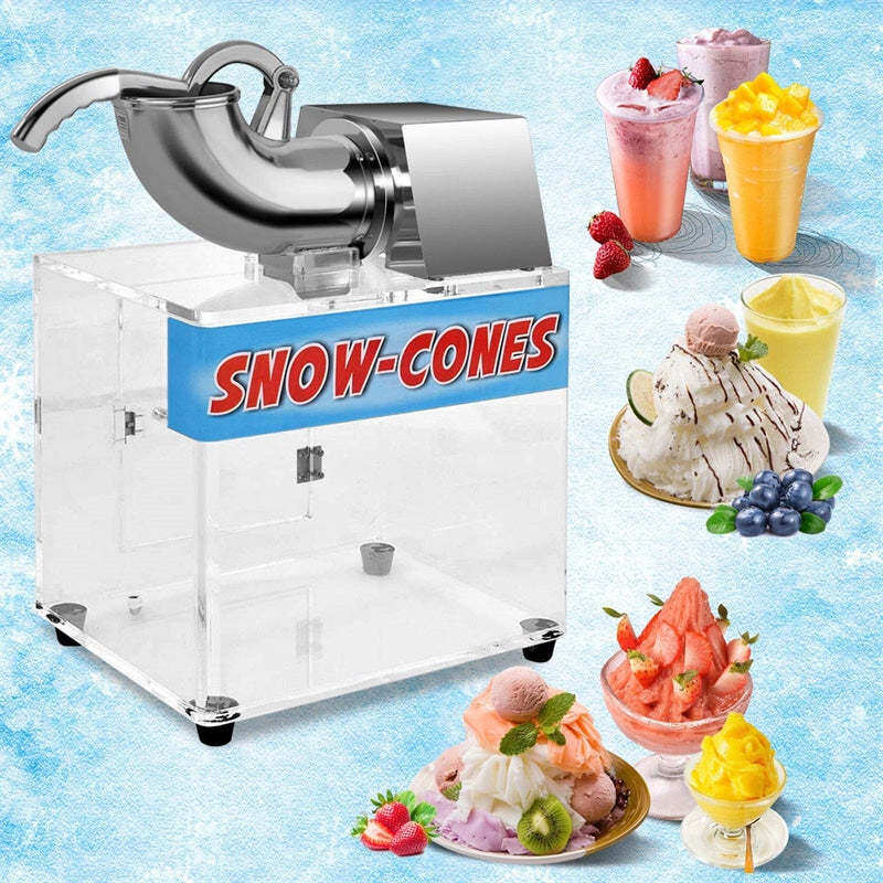 440lbs/H Commercial Snow Cone Machine, Stainless Steel Ice Shaver with Dual Blades, 110V Electric Shaved Ice Machine for Home, Restaurant, Party, Bar