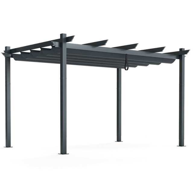 10x13ft Outdoor Retractable Pergola Heavy-Duty Aluminum Large Patio Shelter Pavilion with Sun Shade Canopy
