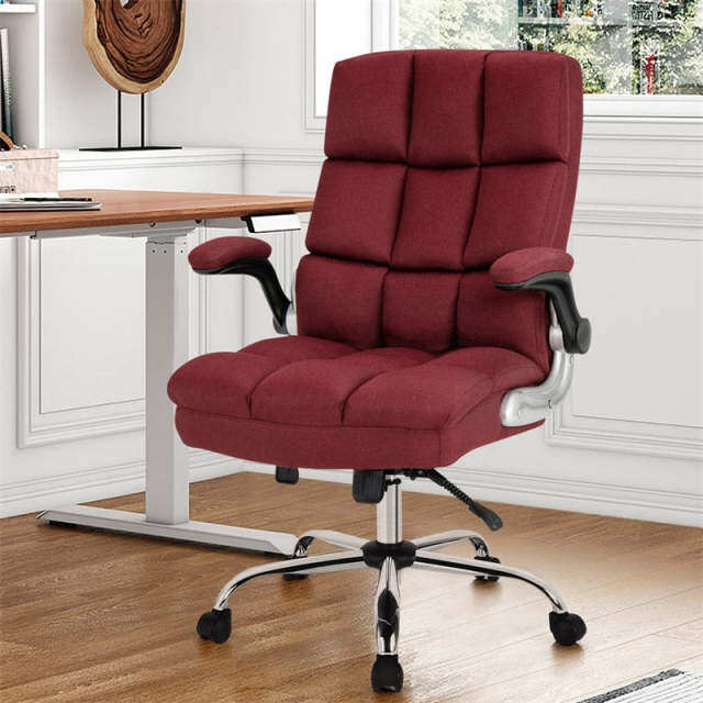Big & Tall Ergonomic Office Chair, High-Back Executive Computer Desk Chair with Flip-Up Arms, Thick Padding, Adjustable Height, 400 LBS Capacity