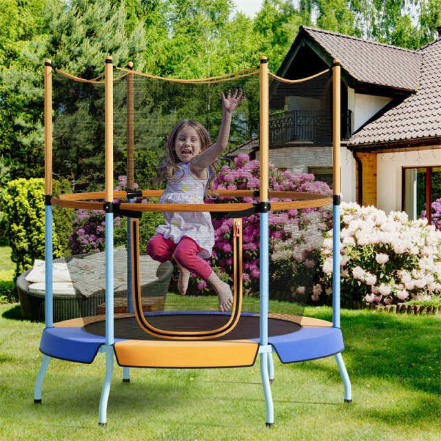 48” Kids Trampoline ASTM Approved Toddler Trampoline with All-round Enclosure Net & Large U-Shaped Access for Outdoor Indoor