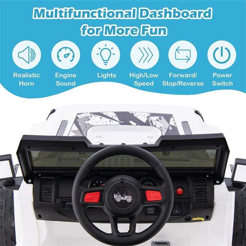 2-Seater Ride-On Truck for Kids, 12V Battery Powered Electric Vehicle with Remote Control & LED Lights, Ride-On Car for Boys Girls Gifts