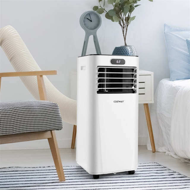 8000 BTU ASHRAE Portable Air Conditioner Cools 230 Sq. ft. 3-in-1 Air Cooler with Drying, Fan, Sleep Mode & Remote Control for Home Office