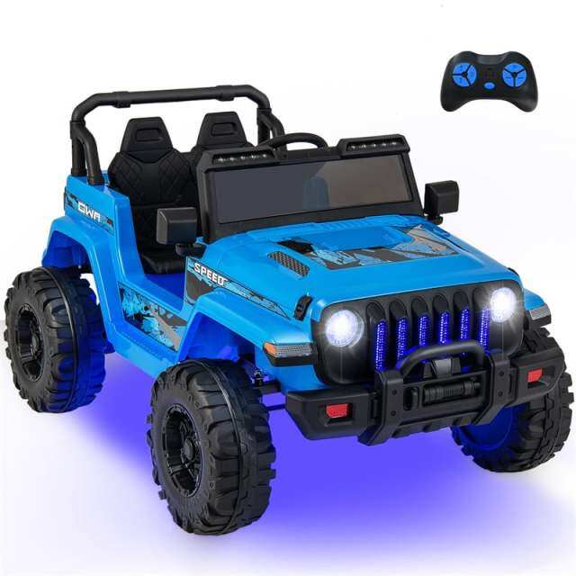 2-Seater Ride-On Truck for Kids, 12V Battery Powered Electric Vehicle with Remote Control & LED Lights, Ride-On Car for Boys Girls Gifts
