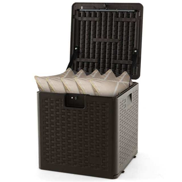 31 Gallon Resin Deck Box, Waterproof Outdoor Storage Box with Lockable Lid for Patio Furniture Cushions, Tools, Toys & Yard Accessories