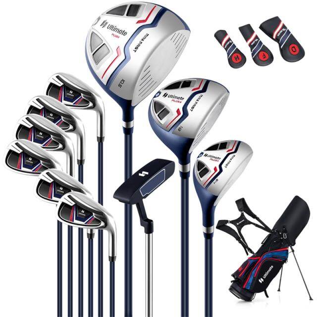 12 Pieces Men's Complete Golf Club Set Right Hand, Golf Club Package Set with 460CC Alloy Driver, #3 Fairway, Rain Hood, Portable Golf Stand Bag