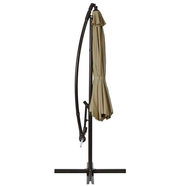 10ft Hanging Umbrella Offset Patio Sun Shade Umbrella Outdoor Market Umbrella Tilt Adjustment Cantilever Umbrella with Crank & Cross Base