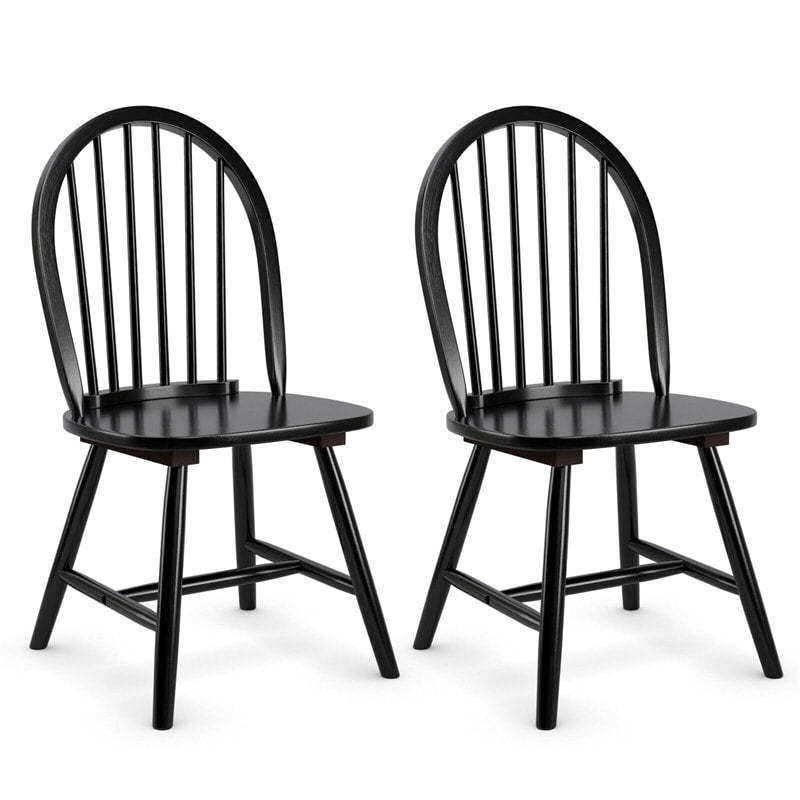 Windsor Chairs Set of 2, Vintage Wood Dining Chairs French Country Armless Spindle Back Dining Chairs for Kitchen Island