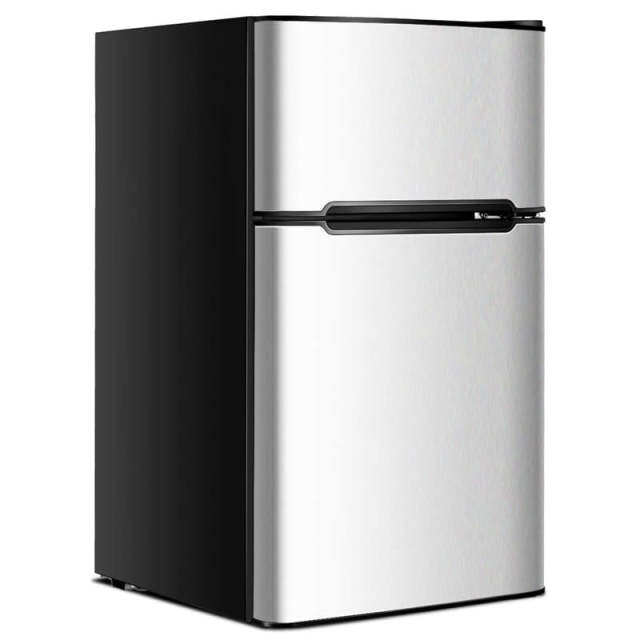 3.2 Cu. Ft. 2-Door Mini Fridge with Freezer, Compact Refrigerator with Temperature Control, Removable Shelves & Reversible Door for Dorm Office