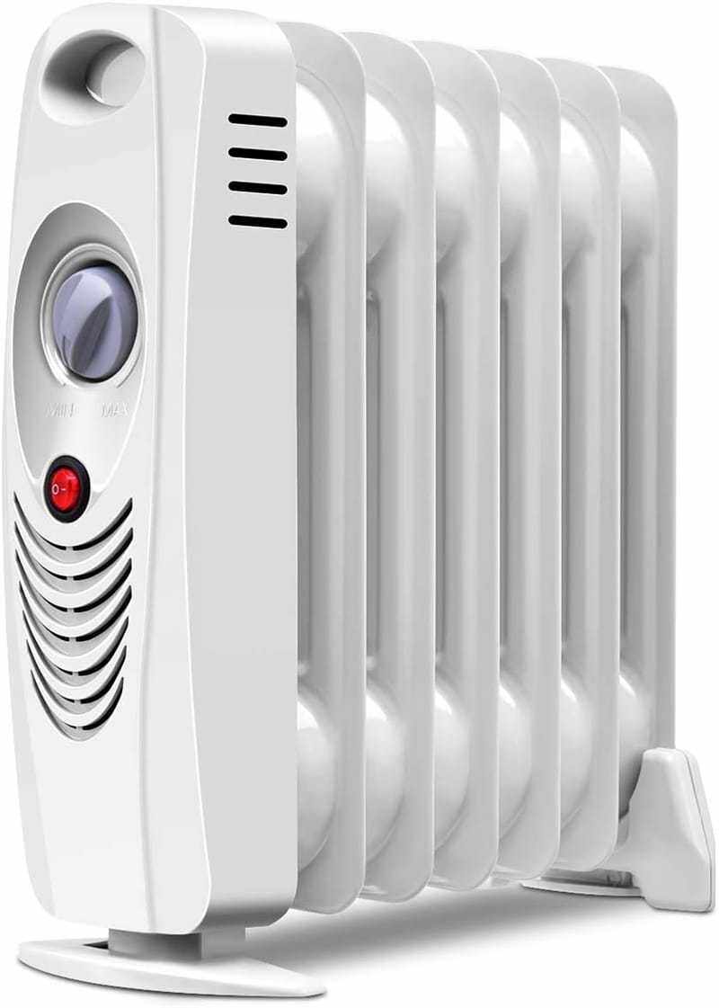 700W Oil Filled Radiator Heater, Portable Electric Space Heater with Adjustable Thermostat & Overheat Protection for Home, Bedroom, Indoor Use