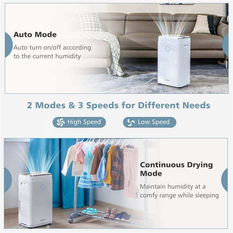 60-Pint Portable Dehumidifier for Basement, 4000 Sq. Ft Dehumidifier with Drain Hose, 3 Operating Modes, 24H Timer, Water Tank for Home, Large Spaces